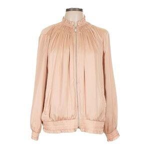 Chico’s Bomber Jacket Size XL Blush Pink Satin Lightweight Feminine Elegant